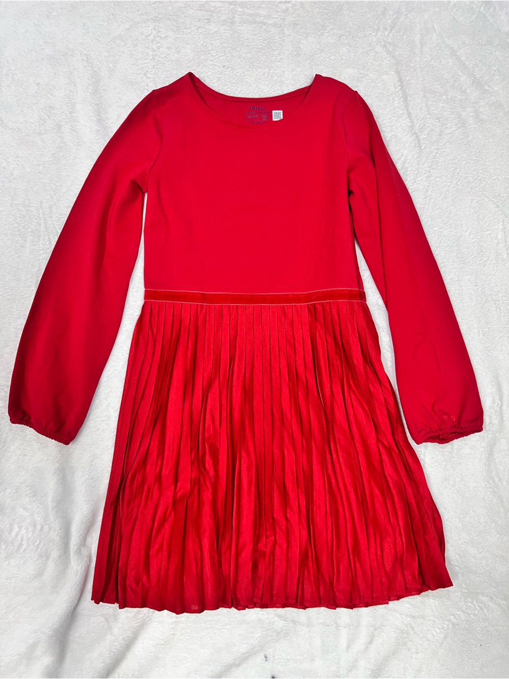 Polo by Ralph Lauren Red Long-Sleeve Pleated One-Piece